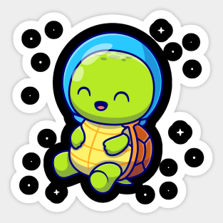 Cute Turtle Astronaut Cartoon Sticker